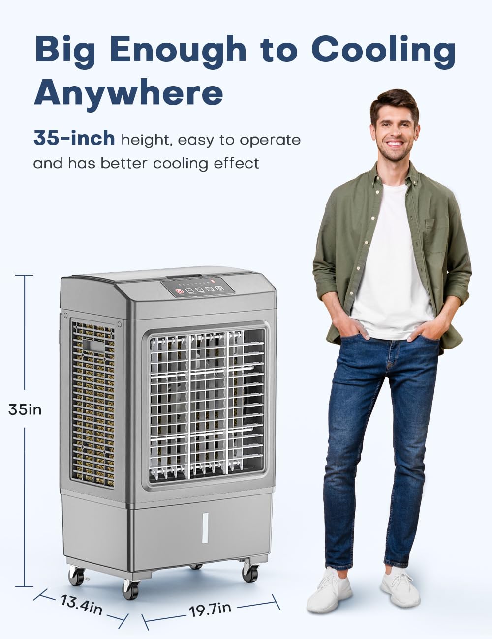 FANCOLE L242Y Portable ASAP evaporative Cooler, Grey