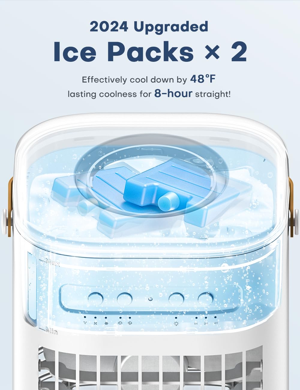 FANCOLE 4-IN-1 Personal Air Conditioner w/Remote, 2 Ice Packs, 1200ML Tank, 7H Timer for Smart Auto-Off,2 Cool Mist,3-Speed Small Portable Air Conditioner, 7-LED Light Evaporative Air Cooler for Room