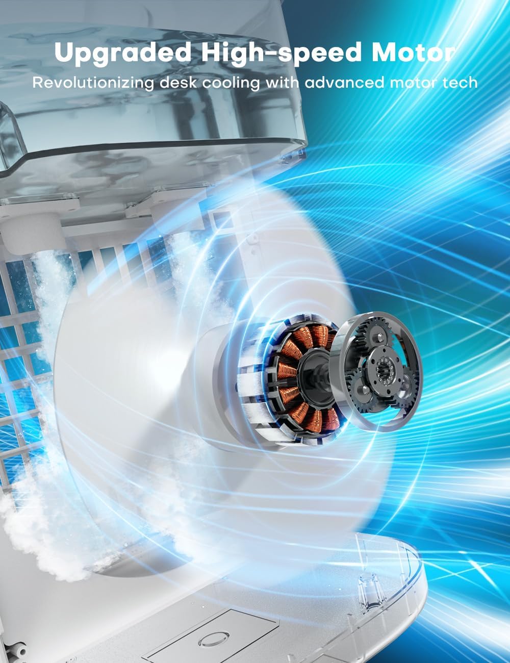 FANCOLE Small Air Conditioner, 5400mAh Built-in Battery Evaporative Air Cooler, 2 Ice Packs, 7H Timer Smart Auto-Off &Remote, 7 Lights, 1200ML Water Tank, 2-Level Mists, 3-Speed Personal Air Conditioner